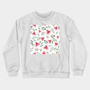 Pansies | Watercolor | Pattern | Blue Crewneck Sweatshirt